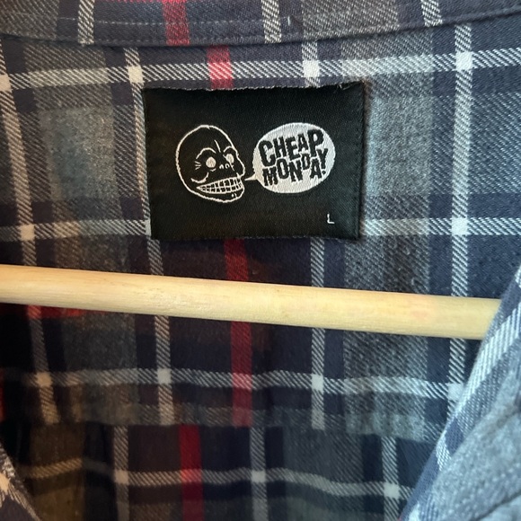 Cheap Monday Men’s Plaid Button Up Flannel Neoshirt L GUC - Picture 3 of 9